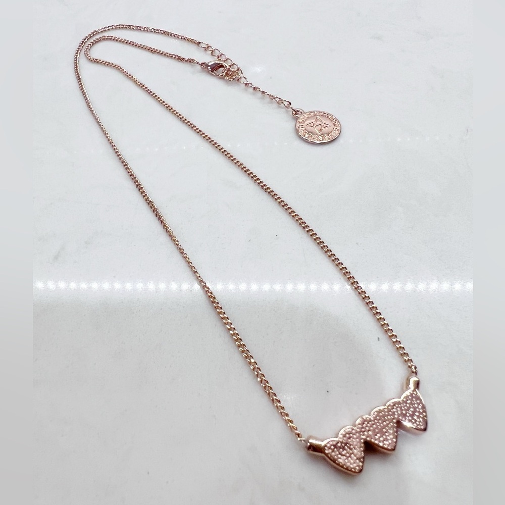 BCBG BCBGeneration Rose Gold Triple Heart Necklace